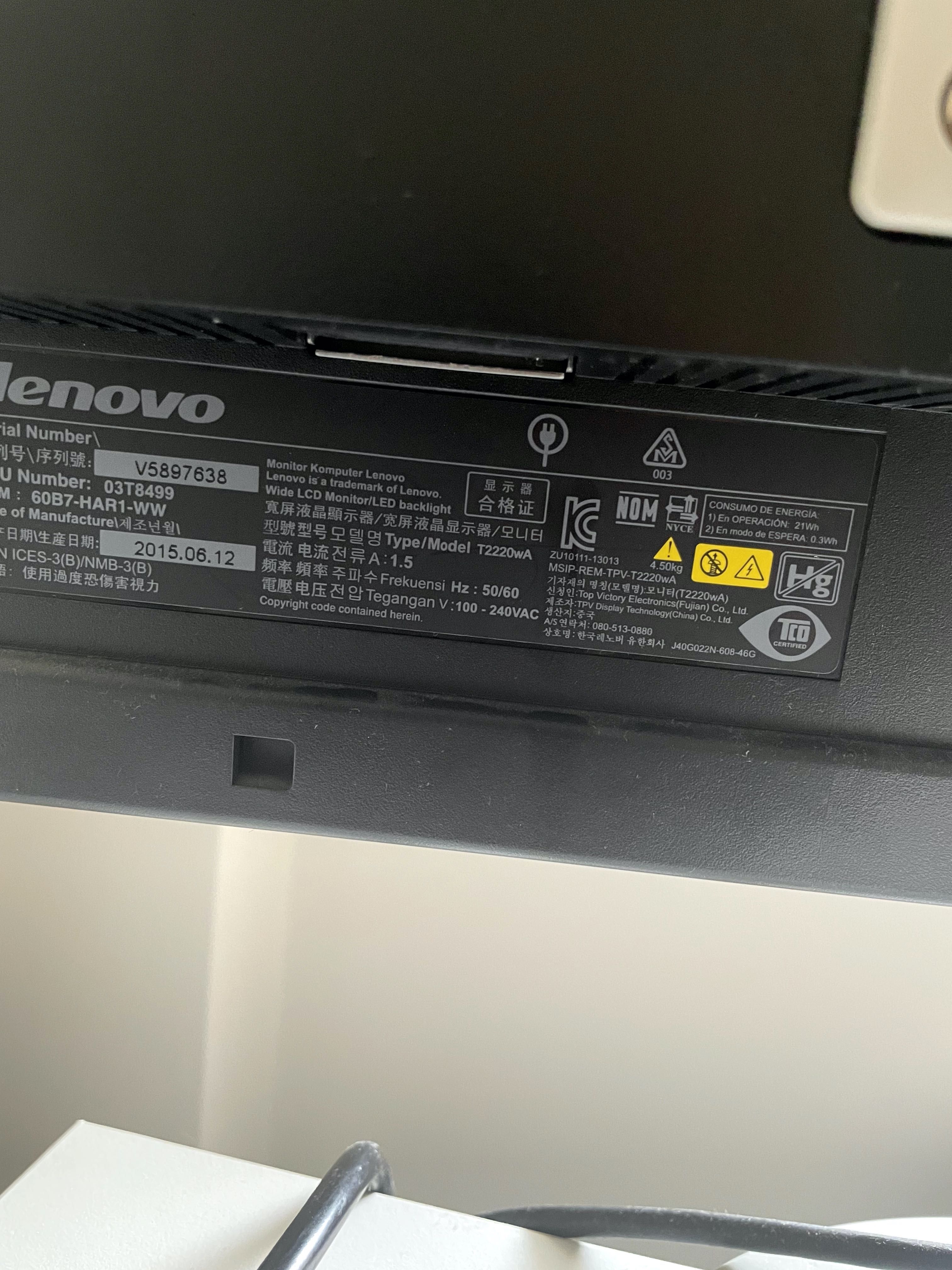 Monitor Lenovo ThinkPad 21,5 cali