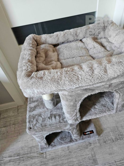 Drapak dla kota kompaktowy 67 cm szary domek słupek legowisko