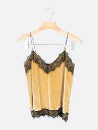 Top de alças veludo dourado e preto Bershka - S