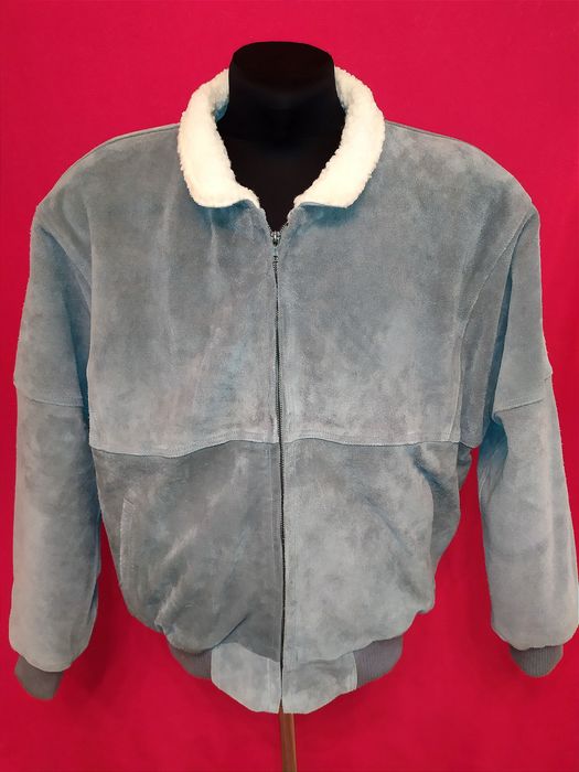 Дубленка замша, куртка на меху кожаная, бомбер, пилот, р.XL, 56-58