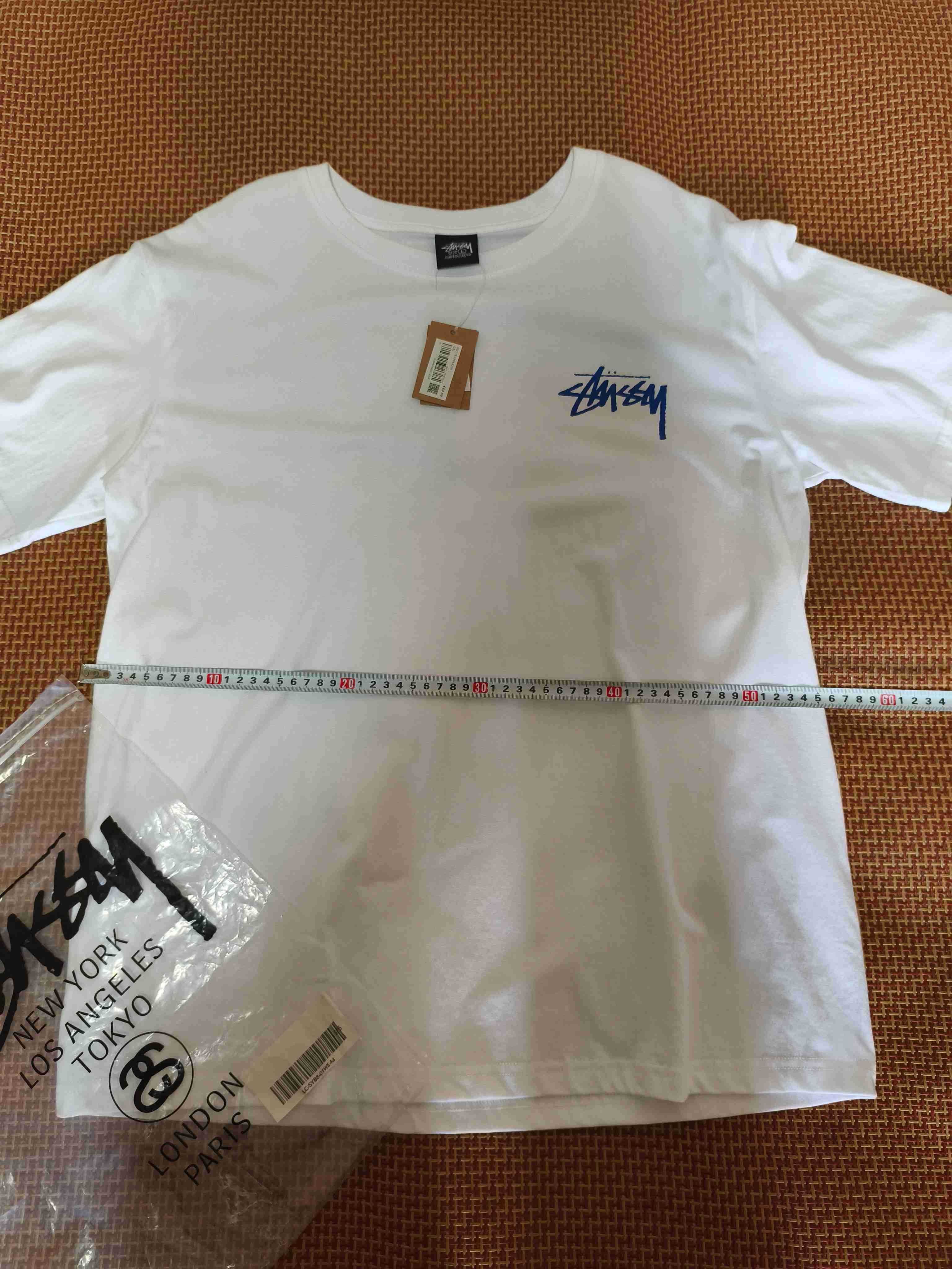 Stussy,Męska biała koszulka z nadrukiem letnim, rozmiar L