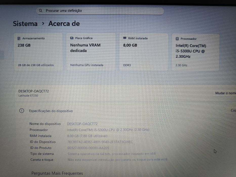 Portátil Dell Latitude E7250 - i5 vPro