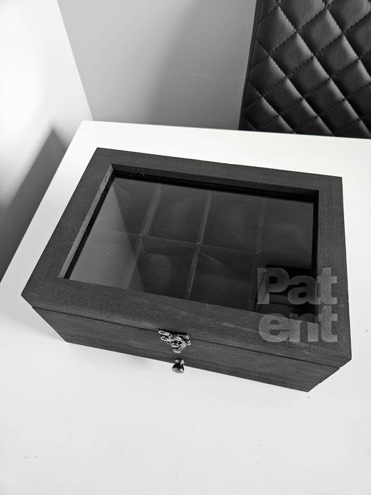 Szkatułka organizer kuferek na biżuterię zegarki czarna na prezent