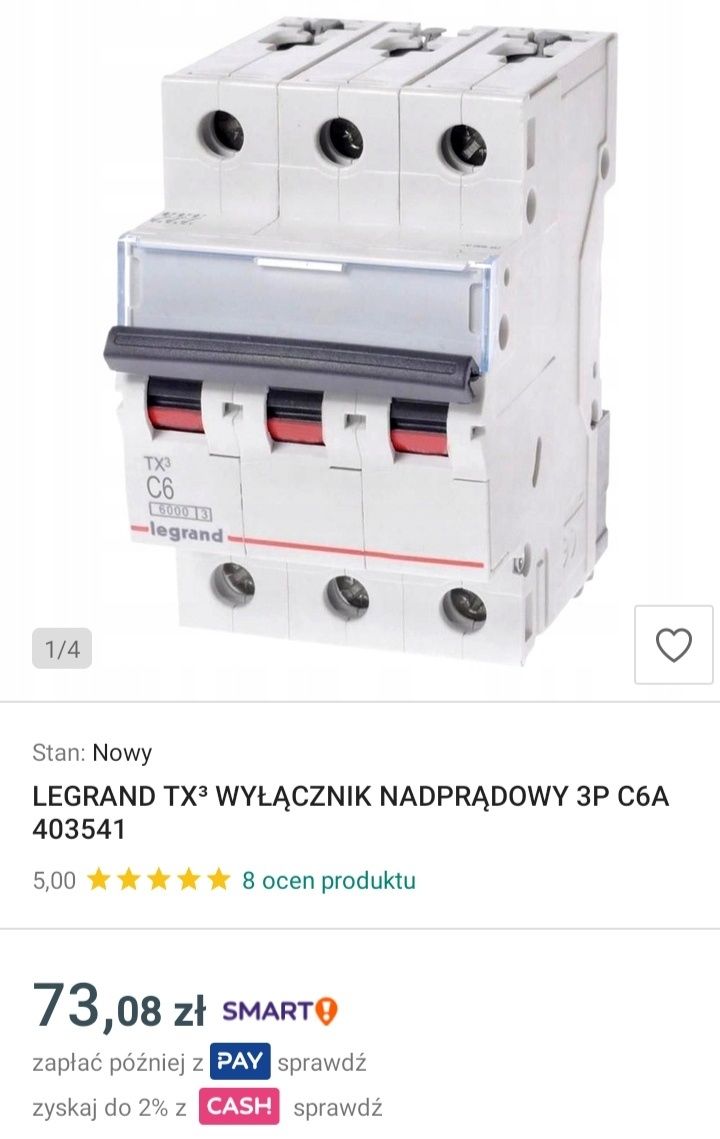Bezpieczniki Legrand b6 i c6 cena za całość