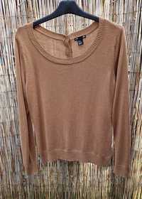 H&M sweter sweterek karmelowy camel beżowy basic klasyczny modny 38/M