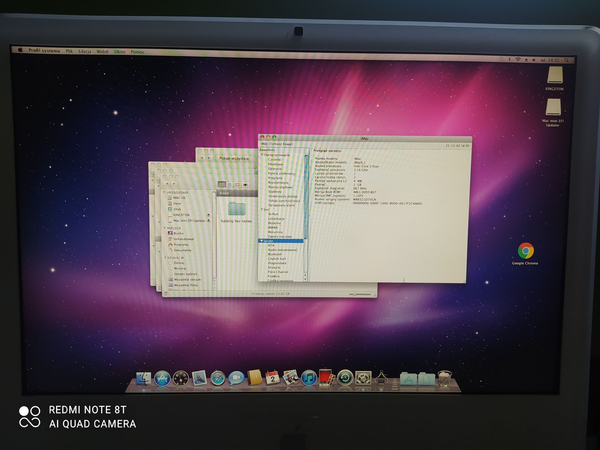 Imac 5.1 24 Cale, Dysk SSD 128GB