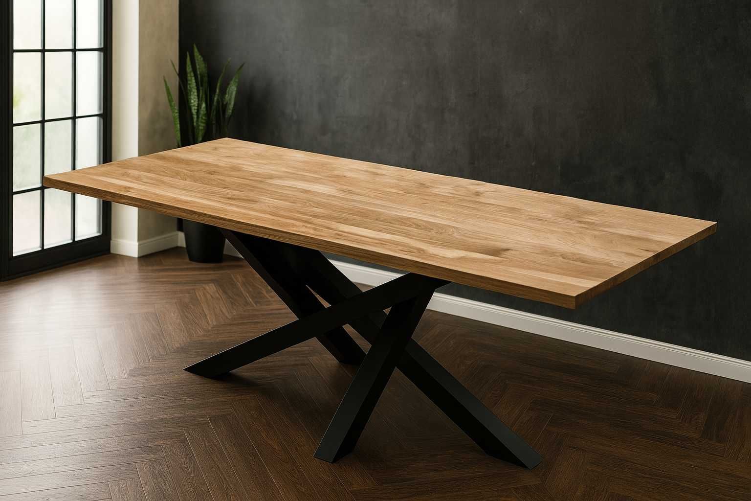 Stół Pająk Dębowy LOFT, 100% Lite Drewno DĄB, Rozkładany.