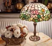 Piękna lampa witrażowa (Tiffany) wys.55 cm ,śred.43cm - stan idealny