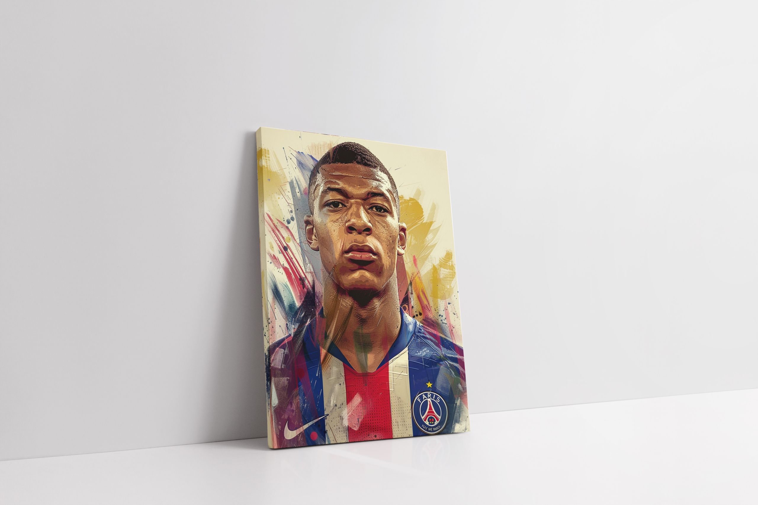 Nowoczesny Portret Kyliana Mbappé na płótnie 30x40 cm do wnętrz