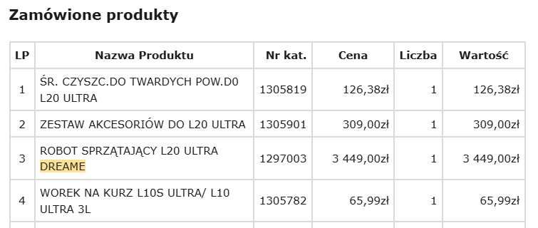 Robot sprzątający L20 ULTRA DREAME + AKCESORIA