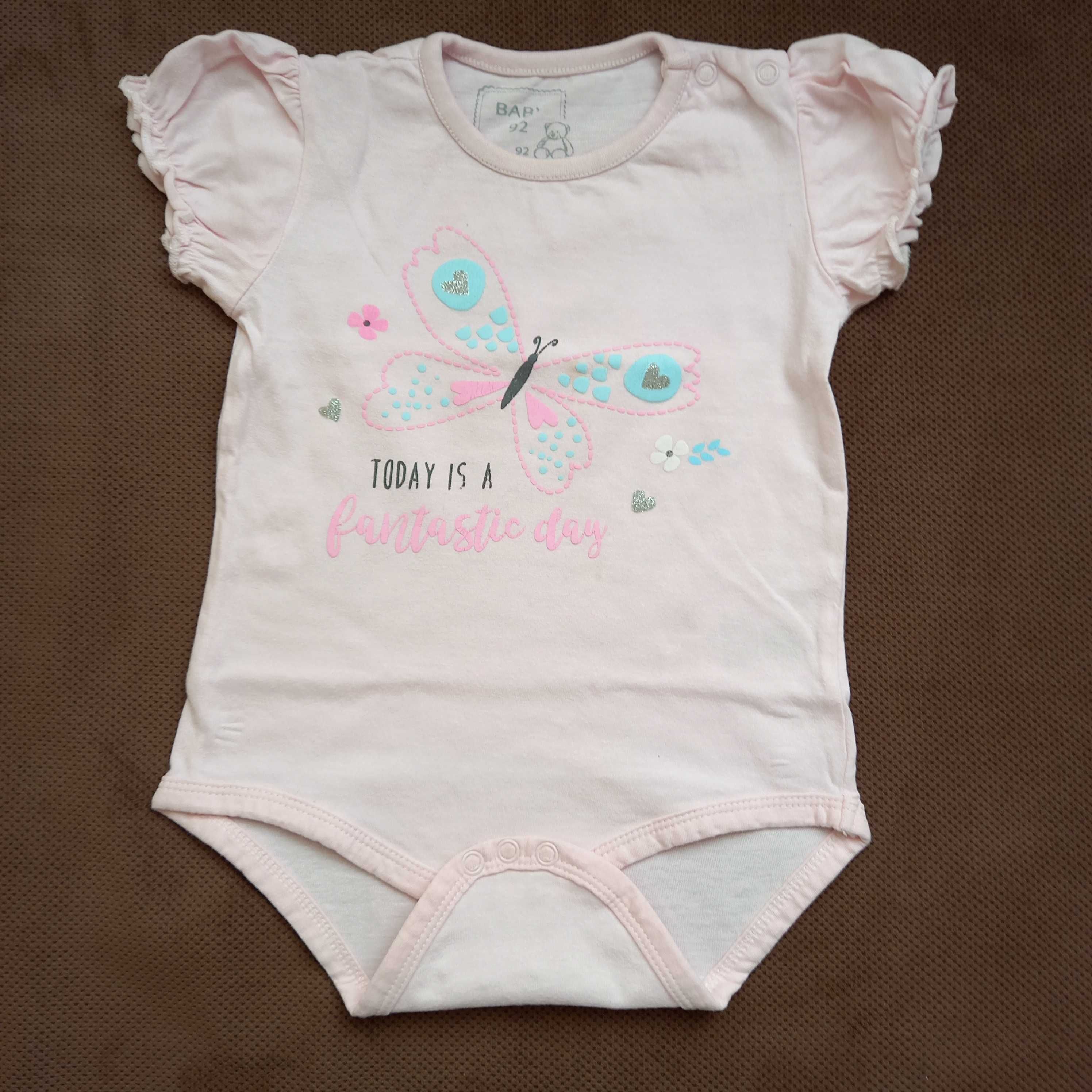 Body z krótkim rękawem, dziewczęce, r. 92 Zestaw