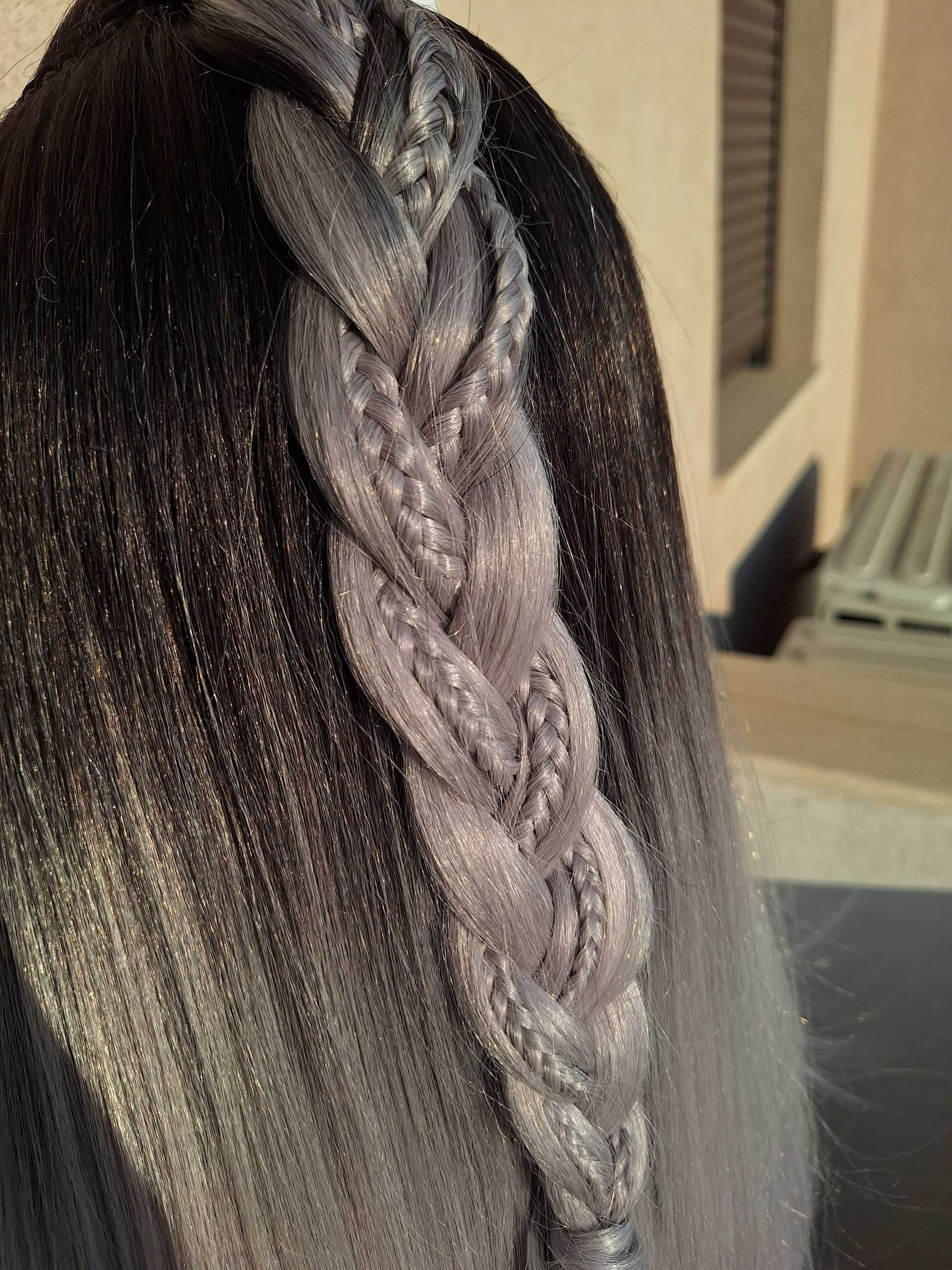 Peruka prosta z koronką z przodu, blond ombre z warkoczem 71350
