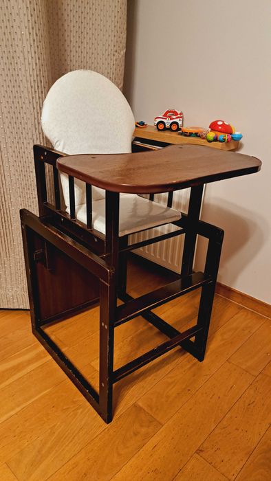 Krzesełko drewniane do karmienia 2w1