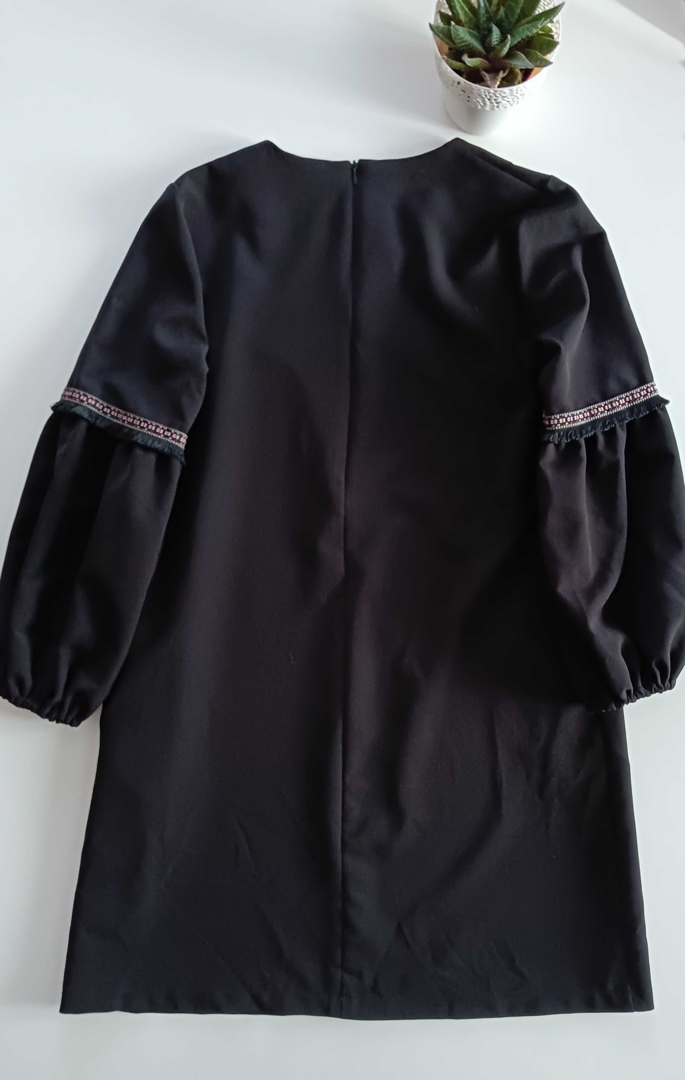 Czarna sukienka z bufiastymi rękawami 38/M Cocomore