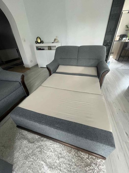 Komplet kanap kanapa z funkcją spania + pufa, sofa, sofy, pojemnik