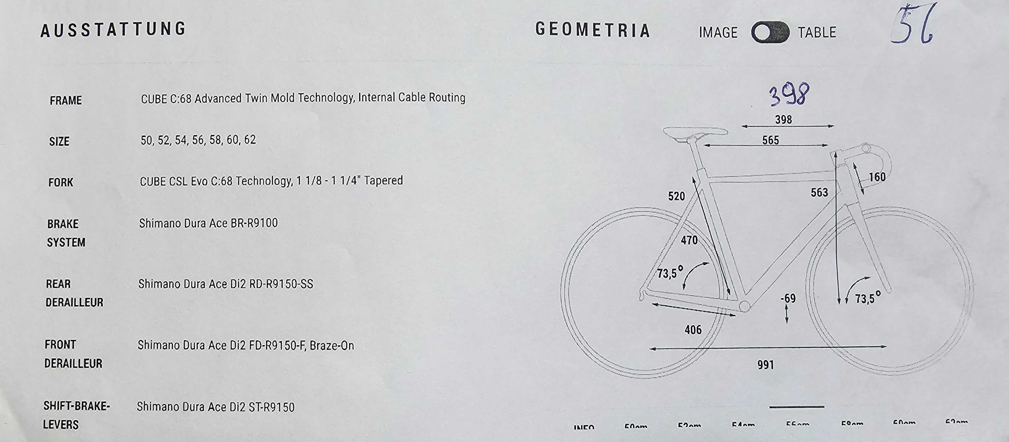 CUBE LITENING C68:SL DURA ACE 9000, DI2, rama 56