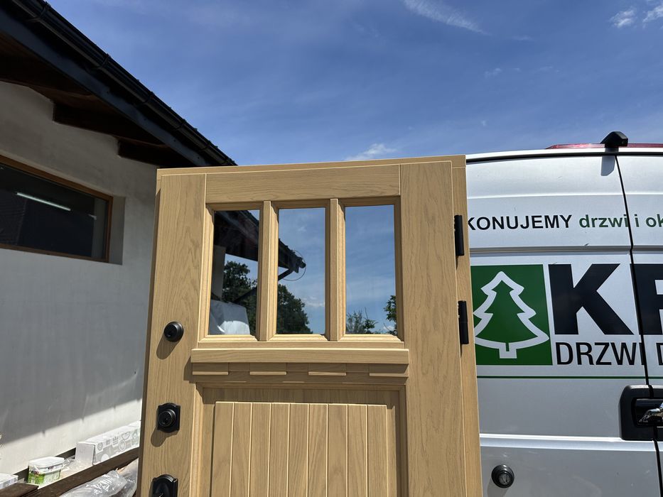 Drzwi wejściowe zewnętrzne drewniane Amerykańskie schlage Montaż PL