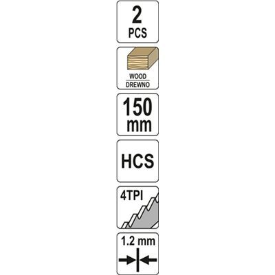 Brzeszczoty Do Drewna Hcs 150Mm 4Tpi 2Szt Yato