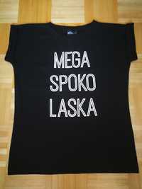 T-shirt koszulka czarna z nadrukiem MEGA SPOKO LASKA rozm L