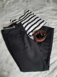 Czarne eleganckie proste spodnie damskie ZARA 36