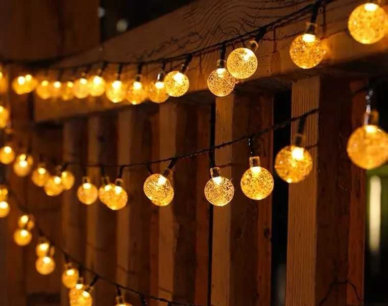 Girlanda Solarna Lampki Ogrodowe Solarne Długość 11M 50LED Żarówki