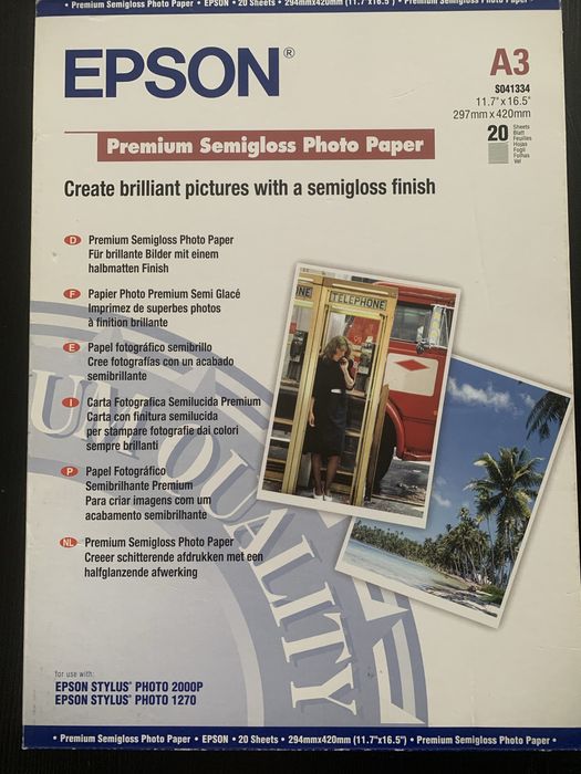 Фотобумага A3+ Epson Premium Semigloss Photo Paper, 250г/м2