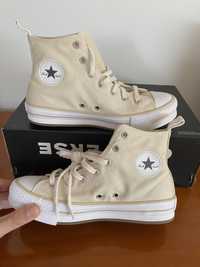 Tenis bota all star creme plataforma converse NOVOS