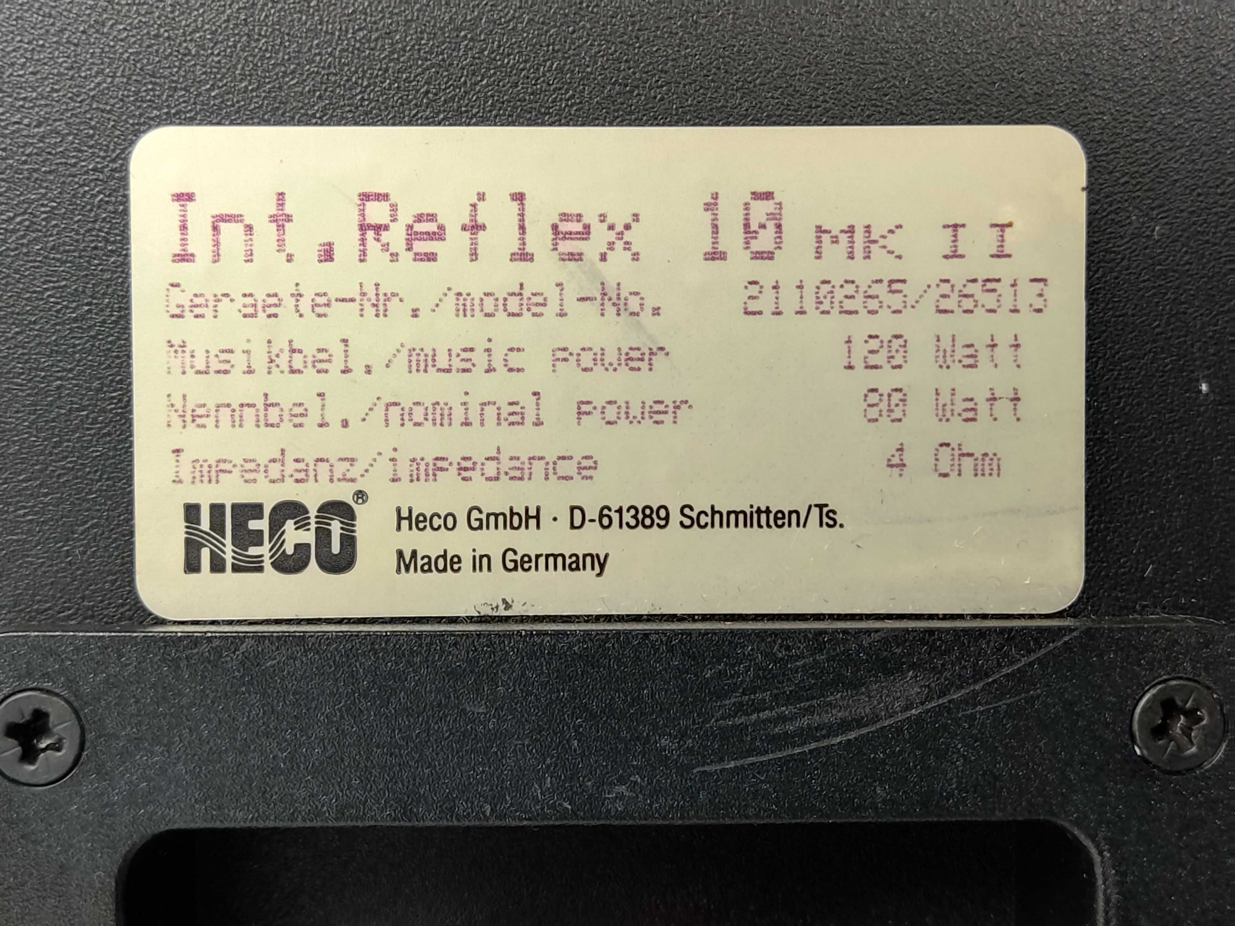 HECO INT. REFLEX 10 MK II 80/120W 4 OHM GERMANY kolumny monitory