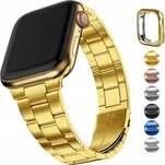 Fullmosa bransoletka Apple Watch SE2 9/8/7/6/5/4 38/40/41 + etui złote