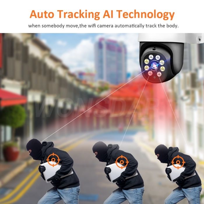 Câmera Vídeo Vigilância WIFI 5MP • Rotativa Exterior • Auto Tracking