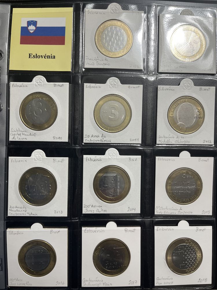Coleção Completa Moedas 3 euro Eslovenia