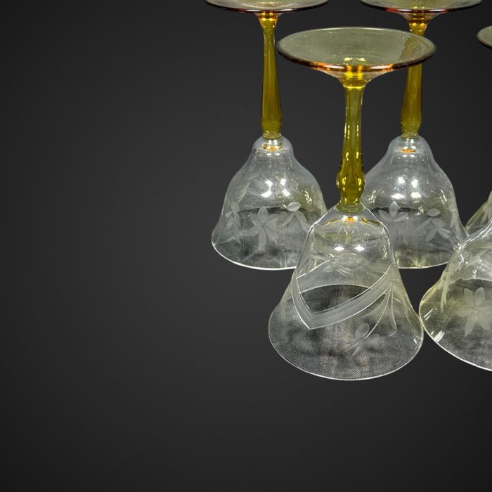 Kieliszki do wina krszytałowe szlif roślinny oliwkowa nózka B5/110938