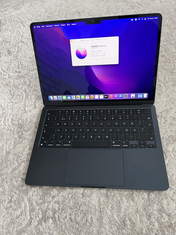 Macbook air 13.6 m2 2022 16ram 256gb