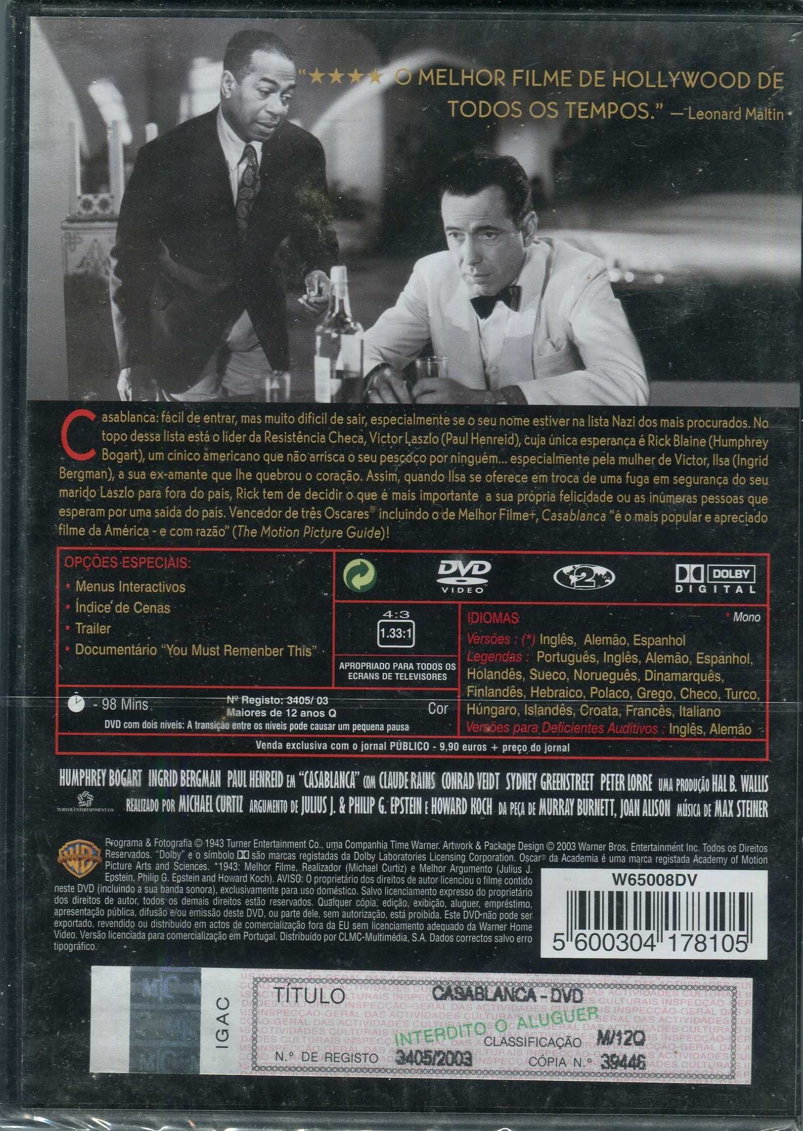 Casablanca - Novo/Selado c/Humphrey Bogart, Ingrid Bergman