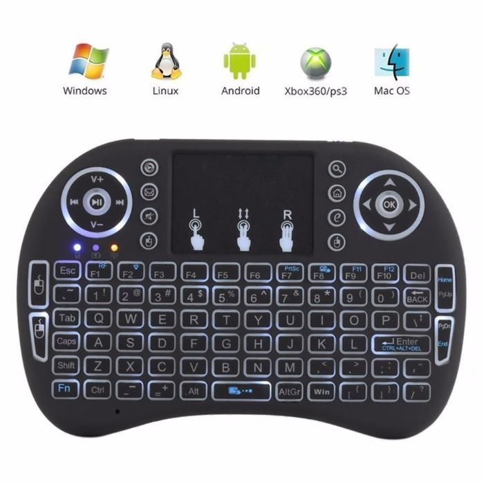 Teclado e rato touch sem fios, iluminado.