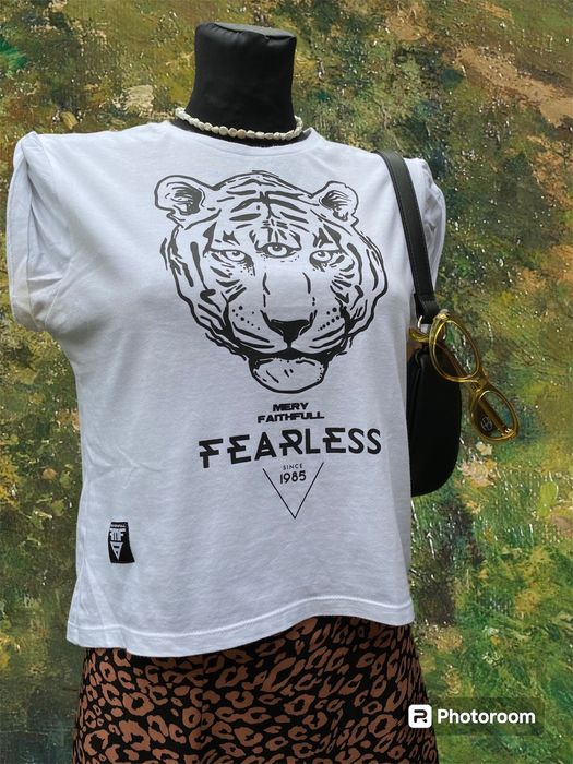 Bluzka damska krótka  bawełniana z printem Mery Faithfull 38 S M