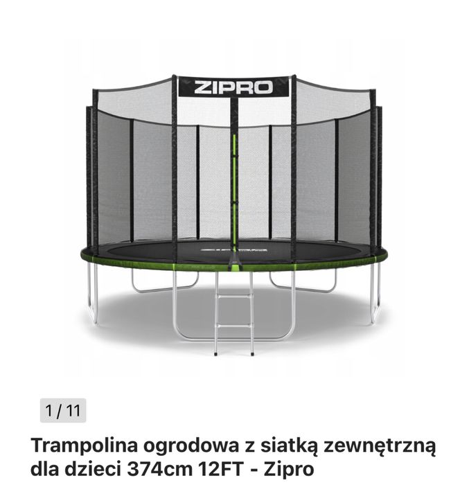 Trampolina ogrodowa Zipro 374cm- 12FT na gwarancji jeszcze 1,5 roku
