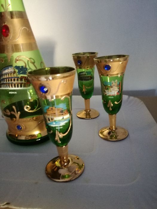 Conjunto de Garrafa +6 Copos em Vidro Italiano