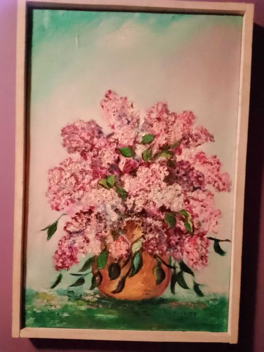 Oryginalny obraz Kwiaty bzu Tamara Tarasiewicz 1993 r. Białowieża