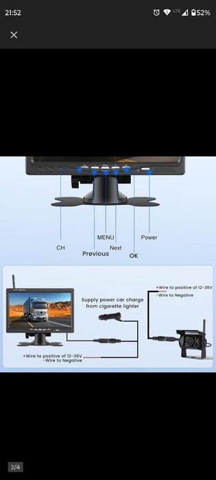 Kamera cofania z monitorem 7 cali