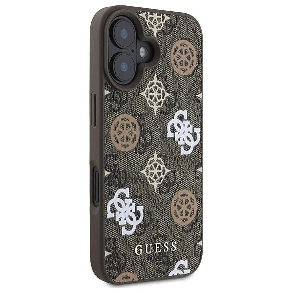 Etui Guess Peony On 4G Background MagSafe na iPhone 16 - brązowe