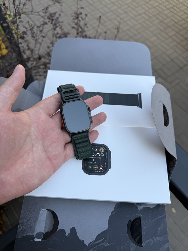 Open Box Apple Watch Ultra 2 Black with Dark Green Alpine Loop M