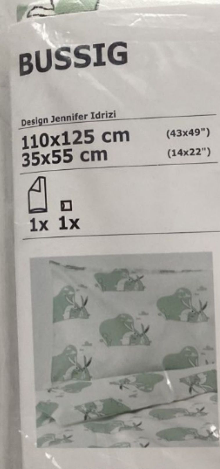 Pościel króliczki Ikea dla dzieci 110x125 i poszewka na poduszkę 55x35