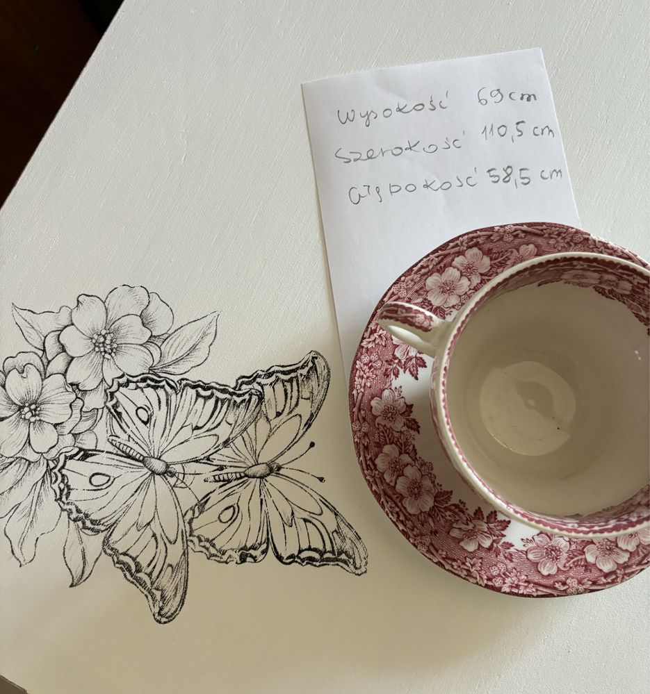 Szafka stolik ława drewniana shabby Prowansja biała różowa
