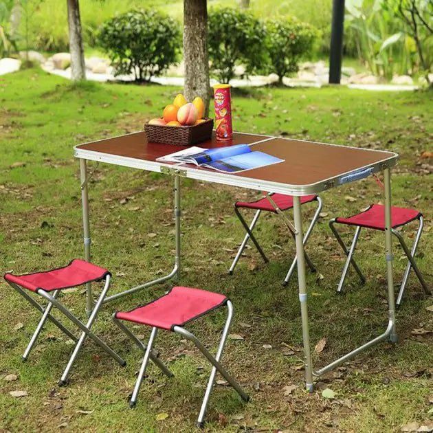 Розкладний стіл+ 4 стільці для пікніка,стол-чемодан,алюмінієвий, новий