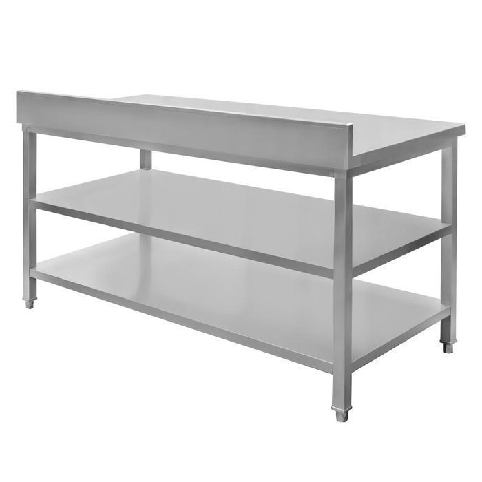 Stół gastronomiczny z rantem i 2 półkami Mega-M 150x70x85(H) - NOWY