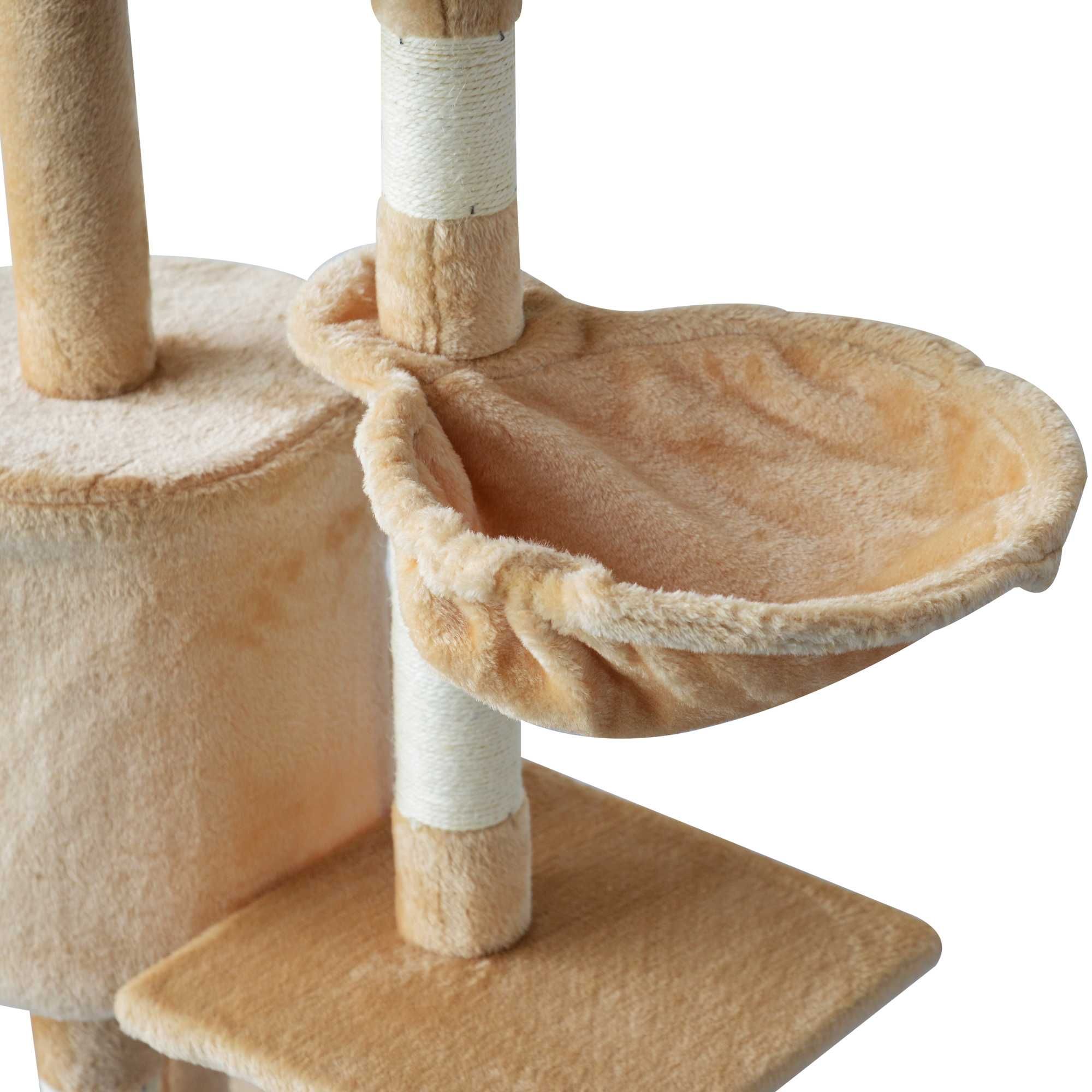 Árvore Arranhador para Gatos com Plataformas e Casota – 131 cm Bege