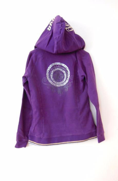 Goldiga fioletowa bluza z napisami modna swag bluzka z kapturem 36 38