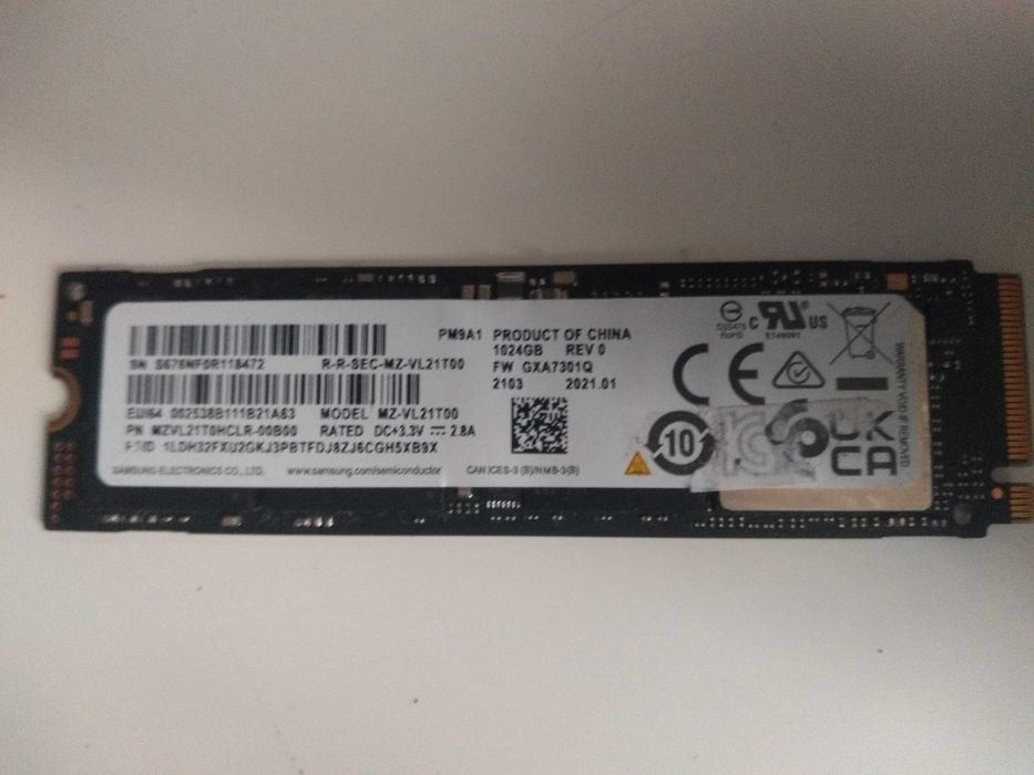 ssd 1TB Samsung PM9A1 7000MB odczyt 5000MB zapis