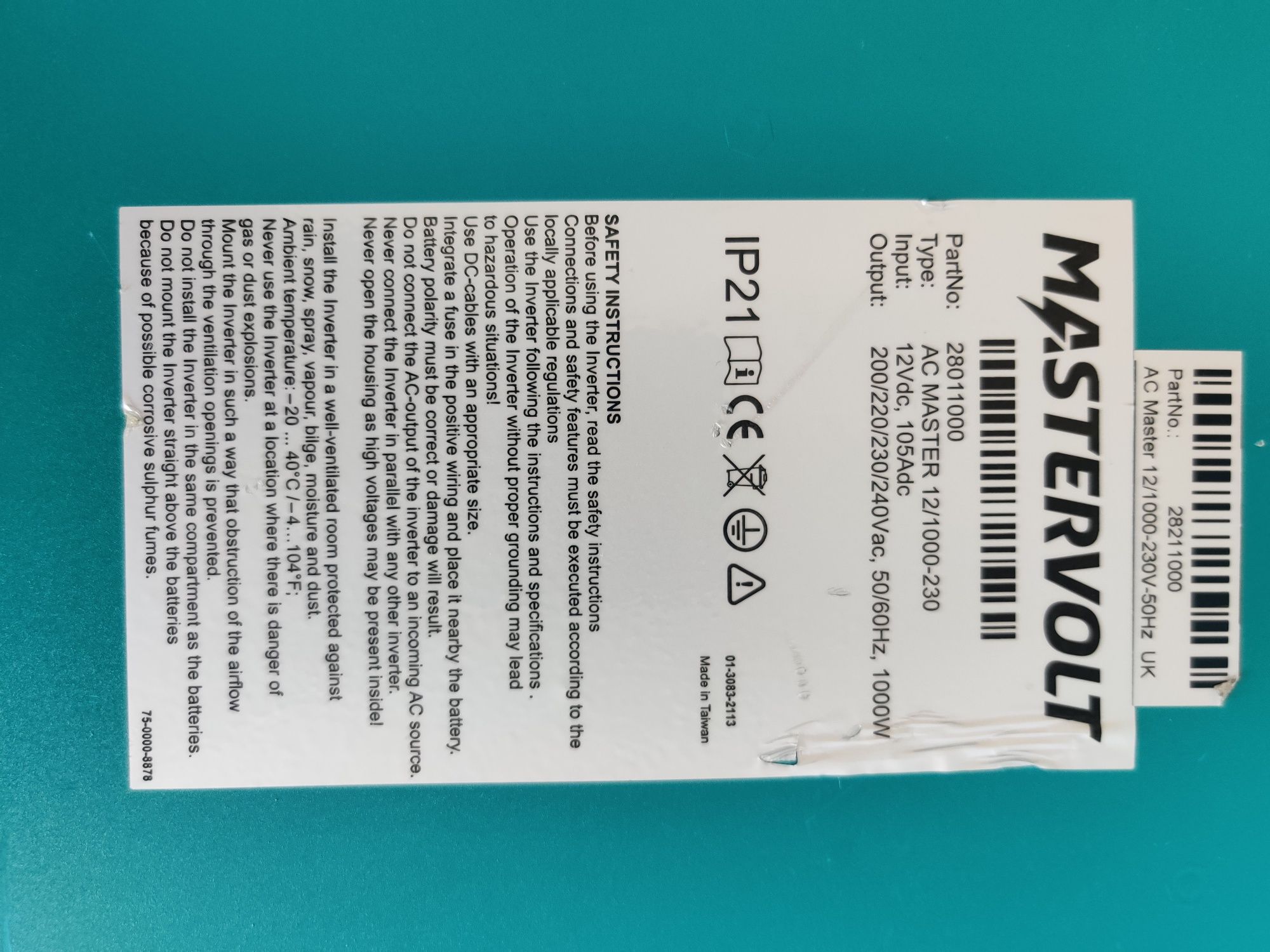 ТОП інвертор з чистим синусом Mastervolt AC Master 12/1000